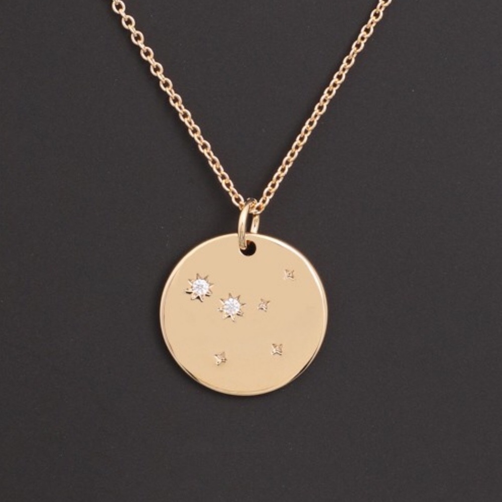 CANCER | Zodiac Coin Dainty Necklace Plated Gold - Picture 3 of 3
